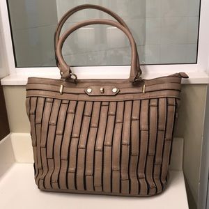 Large Tan Shoulder Bag Gold Hardware